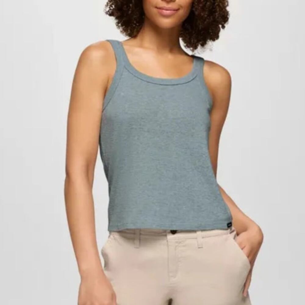 Prana Cozy Up Scoop Tank Women's S Saltwater Standard Fit Soft Hemp TENCEL Blend